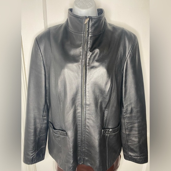 JLC New York Jackets & Blazers - JLC New York L Black Leather Zipper Jacket with Pockets